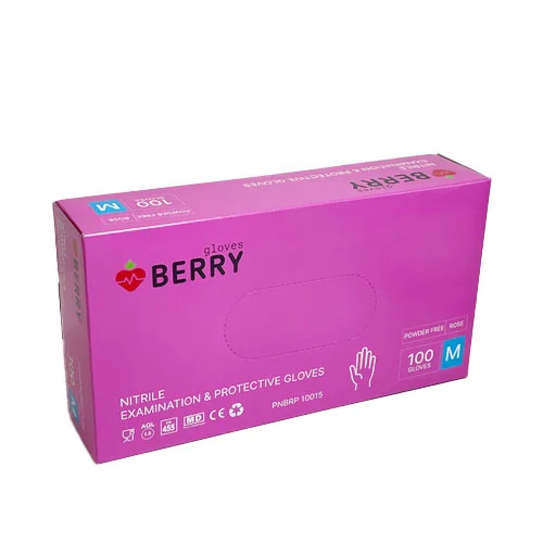 Pirštinės nitrilinės BERRY rožinės (100), M