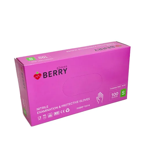 Pirštinės nitrilinės BERRY rožinės (100), S